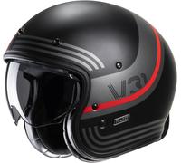HJC V31 Byron Retro Jet Helmet, black-grey-red, size M for Men