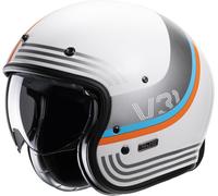 HJC V31 Byron Retro Jet Helmet, white-blue-orange, size M for Men