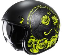 HJC V31 Desto Retro Jet Helmet, black-yellow, size M for Men
