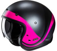 HJC V31 Emgo Retro Jet Helmet, black-pink, size L for Men