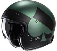 HJC V31 Kuz Retro Jet Helmet, black-green, size M for Men