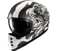 HJC V60 Flame Helmet, black-white, size L for Men