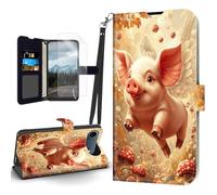 HJCYXJLK Case for iPhone Air,Flip PU Leather Phone Wallet Case with Card Holder & Kickstand,Magnetic Clasp Shockproof Protective Cover for iPhone Air,Flying Pig Mushroom Dream