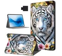 HJCYXJLK Case for Kindle Paperwhite 10th Generation 2018, PU Leather for Kindle Paperwhite 6" Tablet Case, Folio Stand Shockproof E-Book Protective Cover, Auto Sleep/Wake, White Cute Tiger