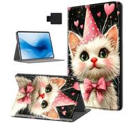 HJCYXJLK Case for Kindle Paperwhite 11th Generation 2021, PU Leather for Kindle 11th 2021 Tablet Case, Shockproof Folio Stand E-Book Protective Cover, Auto Sleep/Wake, Party Cat with Hearts