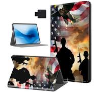 HJCYXJLK Case for Kindle Paperwhite 11th Generation 2021, PU Leather for Kindle 11th 2021 Tablet Case, Shockproof Folio Stand E-Book Protective Cover, Auto Sleep/Wake, American Flag Warriors