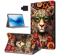 HJCYXJLK Case for Kindle Paperwhite 11th Generation 2021, PU Leather for Kindle 11th 2021 Tablet Case, Shockproof Folio Stand E-Book Protective Cover, Auto Sleep/Wake, Flower Leopard Cool