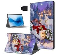 HJCYXJLK Case for Kindle Paperwhite 11th Generation 2021, PU Leather for Kindle 11th 2021 Tablet Case, Shockproof Folio Stand E-Book Protective Cover, Auto Sleep/Wake, Xmas Sleigh Reindeer
