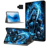 HJCYXJLK Case for Kindle Paperwhite 11th Generation 2022/2024,PU Leather for Kindle 11th 2022 Tablet Case,Shockproof Folio Stand E-Book Protective Cover,Auto Sleep/Wake,Blue Fire Skull Spirit Rider