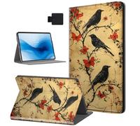 HJCYXJLK Case for Kindle Paperwhite 12th Generation 2024,PU Leather for Kindle Colorsoft 7" Tablet Case,Shockproof Folio Stand E-Book Protective Cover,Auto Sleep/Wake,Black Crows Red Butterflies