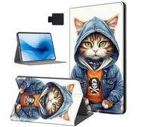HJCYXJLK Case for Kindle Scribe 10.2 Inch 2022/2024,PU Leather for Kindle Scribe 2022/2024 Tablet Case,Shockproof Folio Stand E-Book Protective Cover,Auto Sleep/Wake,Hoodie Cat Cool