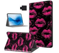 HJCYXJLK Case for Kindle Scribe 10.2 Inch 2022/2024 Released, PU Leather for Kindle Scribe Tablet Case, Folio Stand Shockproof E-Book Protective Cover, Auto Sleep/Wake, Hot Pink Lips Kiss