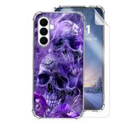 HJCYXJLK Case for Samsung Galaxy S26,Clear Shockproof TPU Cover,Lightweight Slim Protective with Anti-Fall Four Corner Protection,Screen Protector,Purple Mist Skulls Design for S26