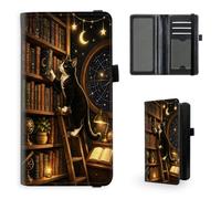 HJCYXJLK Checkbook Cover for Women & Men-Q3, Starry Library Tuxedo Cat, 7.28*3.93 inch, Modern