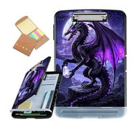 HJCYXJLK Clipboard with Storage, Dark Night Dragon High Capacity Clip Boards with Pen Holder, Plastic Nursing Clipboard Folder with Low Profile Clip for Teachers, Office School Necessities
