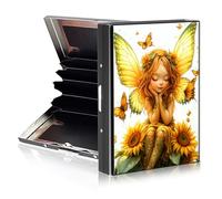 HJCYXJLK Credit Card Holder Metal Wallet for Women Men, Slim RFID Blocking Metal Credit Card Protector, Hard Aluminum Business ID Case Wallet with 6 Card Slots 14, Fairy Sunflower Field, 3.74 x 2.56 x