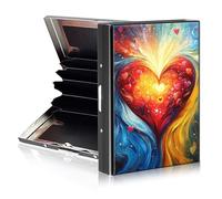 HJCYXJLK Credit Card Holder Metal Wallet for Women Men, Slim RFID Blocking Metal Credit Card Protector, Hard Aluminum Business ID Case Wallet with 6 Card Slots L1, Blazing Heart of Love, 3.74 x 2.56 x