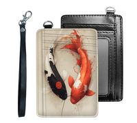 HJCYXJLK Credit Holder Slim Wallet, PU Leather RFID Blocking, Women & Men Front Pocket Small Card Holder, Credit Card Wallet with Wristlet, Convenient Travel Business-27, Yin-Yang Koi Fish, Modern