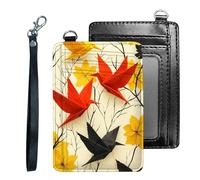 HJCYXJLK Credit Holder Slim Wallet, PU Leather RFID Blocking, Women & Men Front Pocket Small Card Holder, Credit Card Wallet with Wristlet, Convenient Travel Business-28, Origami Cranes on Floral