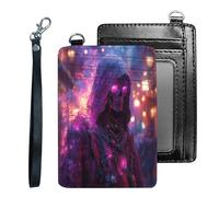 HJCYXJLK Credit Holder Slim Wallet, PU Leather RFID Blocking, Women & Men Front Pocket Small Card Holder, Credit Card Wallet with Wristlet, Convenient Travel Business-26, Neon Flame Skeleton, Modern