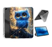 HJCYXJLK for iPad 9th/ 8th/ 7th Generation 10.2" Case,Foldable Y-Fold Cover with Pencil Slot,Multi-Angle Stand,Auto Sleep/Wake Protective Case,Blue Owl in Forest