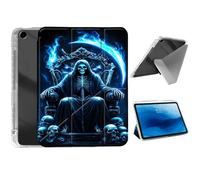 HJCYXJLK for iPad 9th/ 8th/ 7th Generation 10.2" Case,Foldable Y-Fold Cover with Pencil Slot,Multi-Angle Stand,Auto Sleep/Wake Protective Case,Blue Skeleton Throne