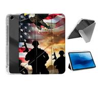 HJCYXJLK for iPad 9th/ 8th/ 7th Generation 10.2" Case,Foldable Y-Fold Cover with Pencil Slot,Multi-Angle Stand,Auto Sleep/Wake Protective Case,American Flag Warriors