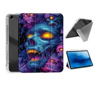 HJCYXJLK for iPad 9th/ 8th/ 7th Generation 10.2" Case,Foldable Y-Fold Cover with Pencil Slot,Multi-Angle Stand,Auto Sleep/Wake Protective Case,Psychedelic Zombie Skulls