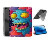 HJCYXJLK for iPad 9th/ 8th/ 7th Generation 10.2" Case,Foldable Y-Fold Cover with Pencil Slot,Multi-Angle Stand,Auto Sleep/Wake Protective Case,Psychedelic Zombie Skull