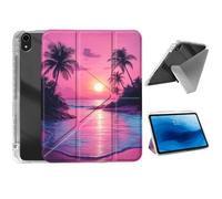 HJCYXJLK for iPad (A16) 11th Gen 11 Inch 2025 Case,Foldable Y-Fold Cover with Pencil Slot,Multi-Angle Stand,Auto Sleep/Wake Protective Case 10.9" for iPad 10th Gen 2022,Pink Sunset Beach Palms