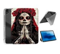 HJCYXJLK for iPad Air 11 2024/2025 Case,Foldable Y-Fold Cover with Pencil Slot,Multi-Angle Stand,Auto Sleep/Wake Protective Case for iPad Air 11 2024/2025,Skull Bride
