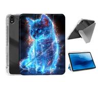 HJCYXJLK for iPad Air 11 2024/2025 Case,Foldable Y-Fold Cover with Pencil Slot,Multi-Angle Stand,Auto Sleep/Wake Protective Case for iPad Air 11 2024/2025,Neon Blue Kitten