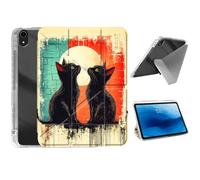 HJCYXJLK for iPad Air 11 2024/2025 Case,Foldable Y-Fold Cover with Pencil Slot,Multi-Angle Stand,Auto Sleep/Wake Protective Case for iPad Air 11 2024/2025,Retro Black Cats & Moon Art