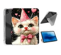 HJCYXJLK for iPad Air 11 2024/2025 Case,Foldable Y-Fold Cover with Pencil Slot,Multi-Angle Stand,Auto Sleep/Wake Protective Case for iPad Air 11 2024/2025,Party Cat with Hearts
