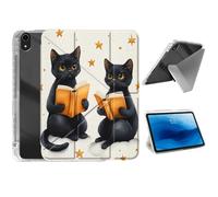 HJCYXJLK for iPad Air 11 2024/2025 Case,Foldable Y-Fold Cover with Pencil Slot,Multi-Angle Stand,Auto Sleep/Wake Protective Case for iPad Air 11 2024/2025,Black Cats Reading