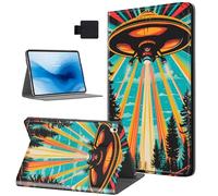HJCYXJLK for iPad Air 11 2024 Tablet Case, Auto Sleep/Wake, Alien Spaceship PU Leather Fplio Cover with Hard TPU Back Shell, Multi-Viewing Angles Flip for iPad Air 11 2024 Tablet Case
