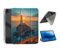 HJCYXJLK for iPad Air 13 2024/2025 Case,Foldable Y-Fold Cover with Pencil Slot,Multi-Angle Stand,Auto Sleep/Wake Protective Case for iPad Air 13 2024/2025,Sunset Lighthouse & Seagulls