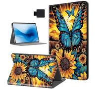 HJCYXJLK for iPad Air 13 2024/2025 Tablet Case, Auto Sleep/Wake, Butterflies Sunflowers PU Leather Fplio Cover with Hard TPU Back Shell, Multi-Viewing Angles Flip for iPad Air 13 2024 Tablet Case