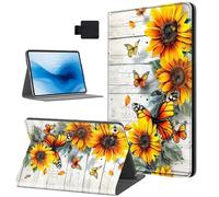 HJCYXJLK for iPad Air 13 2024/2025 Tablet Case, Auto Sleep/Wake, Sunflowers Butterflies PU Leather Fplio Cover with Hard TPU Back Shell, Multi-Viewing Angles Flip for iPad Air 13 2024 Tablet Case