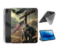 HJCYXJLK for iPad mini 7 A17 Pro 2024/iPad Mini 6 2021 Case,Foldable Y-Fold Cover with Pencil Slot,Multi-Angle Stand,Auto Sleep/Wake Protective Case,American Warrior Eagle