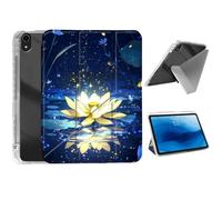 HJCYXJLK for iPad mini 7 A17 Pro 2024/iPad Mini 6 2021 Case,Foldable Y-Fold Cover with Pencil Slot,Multi-Angle Stand,Auto Sleep/Wake Protective Case,Golden Lotus Flower