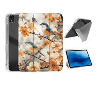 HJCYXJLK for iPad mini 7 A17 Pro 2024/iPad Mini 6 2021 Case,Foldable Y-Fold Cover with Pencil Slot,Multi-Angle Stand,Auto Sleep/Wake Protective Case,Birds & Apricot Blossoms