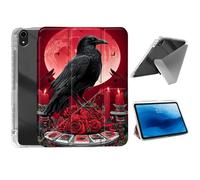 HJCYXJLK for iPad mini 7 A17 Pro 2024/iPad Mini 6 2021 Case,Foldable Y-Fold Cover with Pencil Slot,Multi-Angle Stand,Auto Sleep/Wake Protective Case,Black Raven Perched