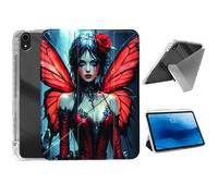HJCYXJLK for iPad mini 7 A17 Pro 2024/iPad Mini 6 2021 Case,Foldable Y-Fold Cover with Pencil Slot,Multi-Angle Stand,Auto Sleep/Wake Protective Case,Red Winged Fairy