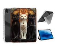 HJCYXJLK for iPad mini 7 A17 Pro 2024/iPad Mini 6 2021 Case,Foldable Y-Fold Cover with Pencil Slot,Multi-Angle Stand,Auto Sleep/Wake Protective Case,Sacred Cats Art Deco