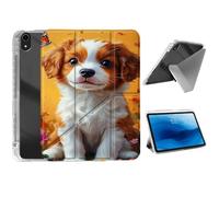 HJCYXJLK for iPad mini 7 A17 Pro 2024/iPad Mini 6 2021 Case,Foldable Y-Fold Cover with Pencil Slot,Multi-Angle Stand,Auto Sleep/Wake Protective Case,Flower Field Puppy