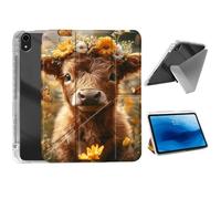 HJCYXJLK for iPad mini 7 A17 Pro 2024/iPad Mini 6 2021 Case,Foldable Y-Fold Cover with Pencil Slot,Multi-Angle Stand,Auto Sleep/Wake Protective Case,Flower Crown Calf