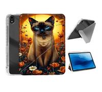 HJCYXJLK for iPad mini 7 A17 Pro 2024/iPad Mini 6 2021 Case,Foldable Y-Fold Cover with Pencil Slot,Multi-Angle Stand,Auto Sleep/Wake Protective Case,Cat in Flower Field
