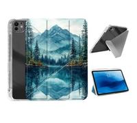 HJCYXJLK for iPad Pro 11 2024 Case,Foldable Y-Fold Cover with Pencil Slot,Multi-Angle Stand,Auto Sleep/Wake Protective Case for iPad Pro 11 2024,Misty Mountain Lake