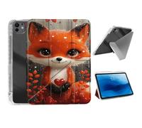 HJCYXJLK for iPad Pro 11 2024 Case,Foldable Y-Fold Cover with Pencil Slot,Multi-Angle Stand,Auto Sleep/Wake Protective Case for iPad Pro 11 2024,Valentine Fox with Hearts